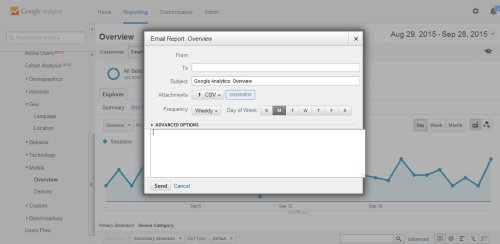 Setting up scheduled emails in Google Analytics